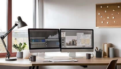 Modern Workspace with Two Monitors