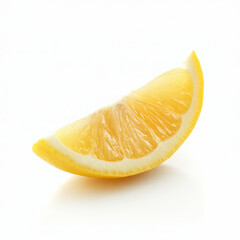 A single slice of lemon, isolated on a white background, highlighting a zesty and citrusy fruit