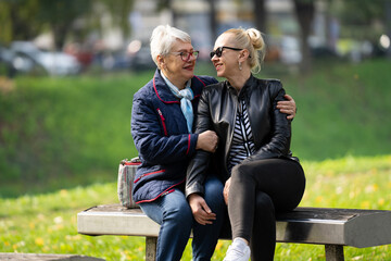 Generational Bond - Mother and Daughter in Park