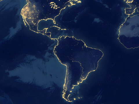 Visi&oacute;n espacial de Am&eacute;rica con un enfoque en Am&eacute;rica Latina
