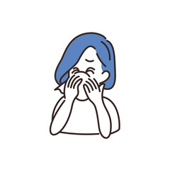 鼻をかむ　女性