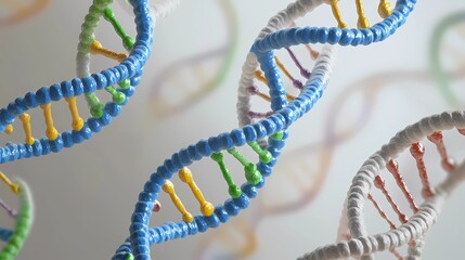 Abstract DNA structure background with delicate double helix patterns and subtle light effects, ideal for scientific and research-focused visual projects