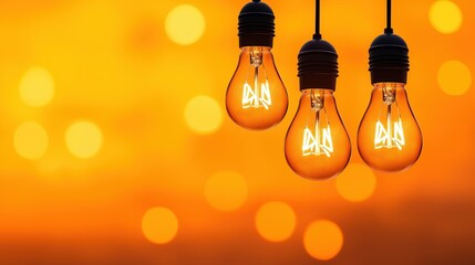 Vintage Edison Light Bulbs Glowing with Warm Bokeh Background, Symbolizing Creativity or Inspiration