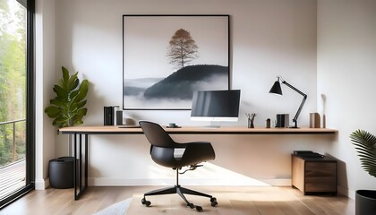 Minimalist Home Office with Desk and Chair