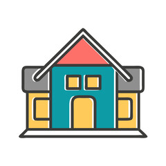 Colorful House Icon in Flat Design Style
