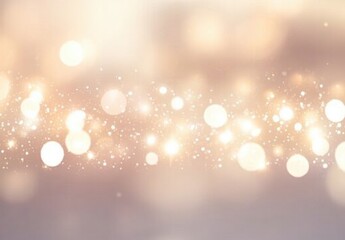 Glowing bokeh lights background with soft light and sparkling sparkles on a blurred, pastel beige color, an elegant abstract illustration for a luxury party or celebration event banner template.