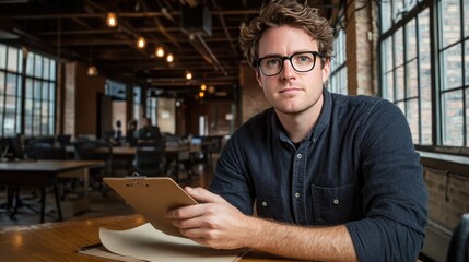 Fototapeta premium Young Man in a Modern Office Environment