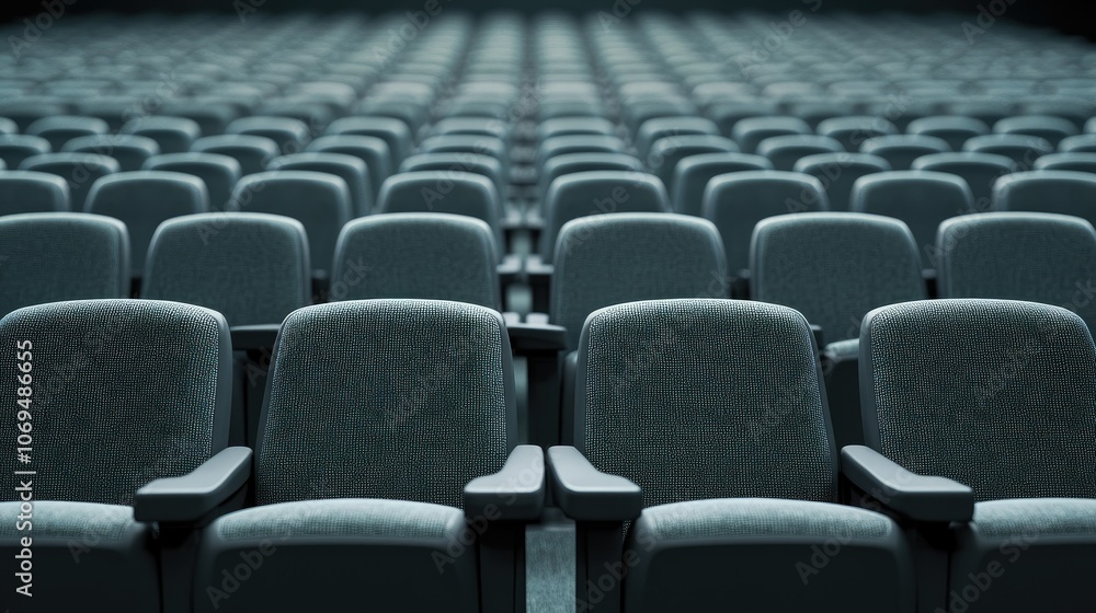 Poster empty theater seats in a row perspective view