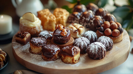 An elegant dessert platter featuring various chestnut desserts.