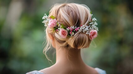 Naklejka premium Woman with Floral Hair Decoration