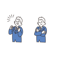 サラリーマン　ガッツポーズ　腕組み