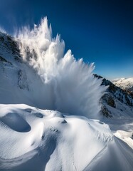 Snow avalanche in the mountains