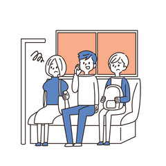 電車　イラスト　迷惑　電話