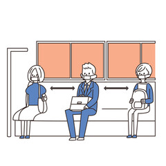 電車　イラスト　座席　ソーシャルディスタンス
