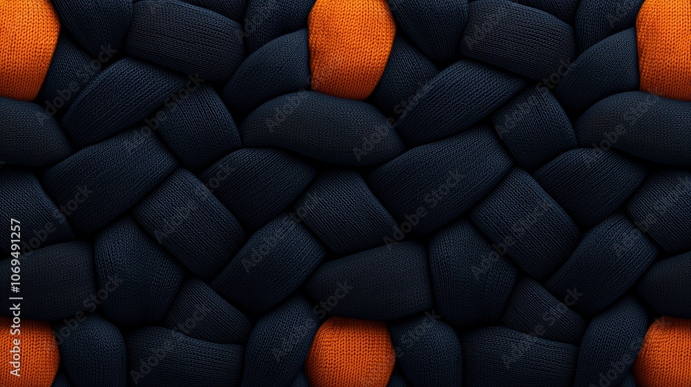 Poster a textured pattern featuring intertwined dark and vibrant orange elements, creating a visually strik