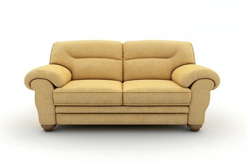 Yellow sofa isolated on white background, ideal for interior design projects, furniture catalogs, and home decor concepts
