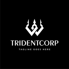 Obraz premium luxury trident W letter logo design template. trident w letter logo.
