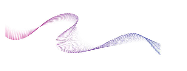 smooth flowing wave dots halftone lines dynamic blue purple pink gradient isolated on transparent background concept of technology, digital, communication, science, music vector illustration