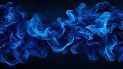 Blue smoke waves on a dark background, evoking a sense of mystery and tranquility.