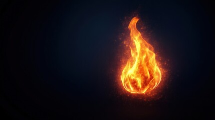 Fototapeta premium Bright flame on a dark background, representing fire and energy.