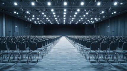 Spacious Conference Hall with Empty Chairs Setup