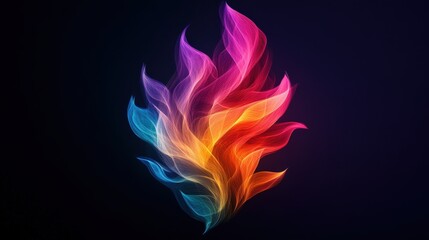 Colorful abstract flame design with vibrant hues on dark background.