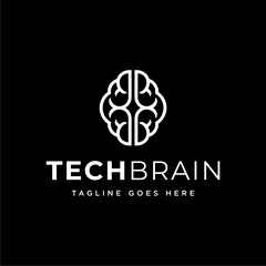 Modern technology research brain logo design template