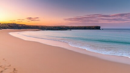 Serene Sunset at Tranquil Beach Shoreline