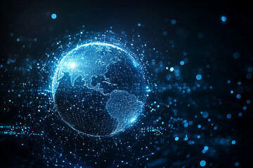 High-Tech Digital Globe Representing Global Connectivity, Cybersecurity, and Data Networks in a Futuristic World