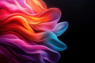 Obraz premium Colorful abstract waves flowing against a dark background.