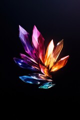 Colorful crystal formations isolated on a dark background.