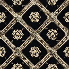 Abstract Geometric Pattern with Intricate Gold and Black Design