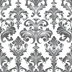 Fototapeta premium Elegant Black and White Floral Damask Pattern