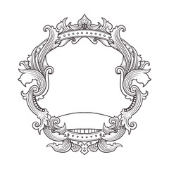 Illustration of a vintage frame with floral ornaments
