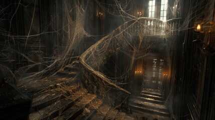 Abandoned Mansion with Cobwebs