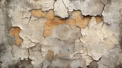 Obraz premium Cracked Plaster Wall Texture, Aged, Beige, Brown, Background