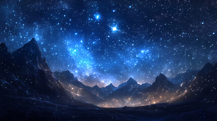 A peaceful night sky with stars shining brightly, creating a vast and breathtaking celestial scene that captures the essence of wonder and calm. Celestial. Illustration