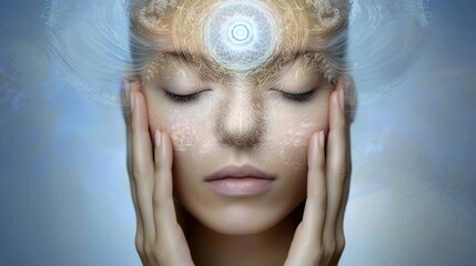 Fototapeta premium Cognitive dimension: A visualization of human consciousness, revealing the vast, interconnected realms of awareness, memory, and perception, using abstract forms .