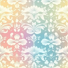 Fototapeta premium White Floral Pattern on a Rainbow Gradient Background