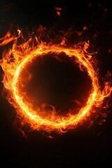Vibrant fire circle on a dark background, perfect for creative designs.