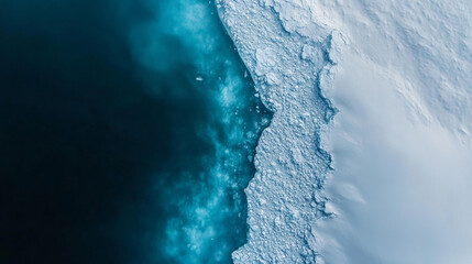 Aerial View of Arctic Ice and Ocean: Turquoise Water Meets Glacial Ice