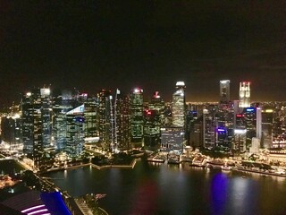 Fototapeta premium Skyline of downtown Singapore at night