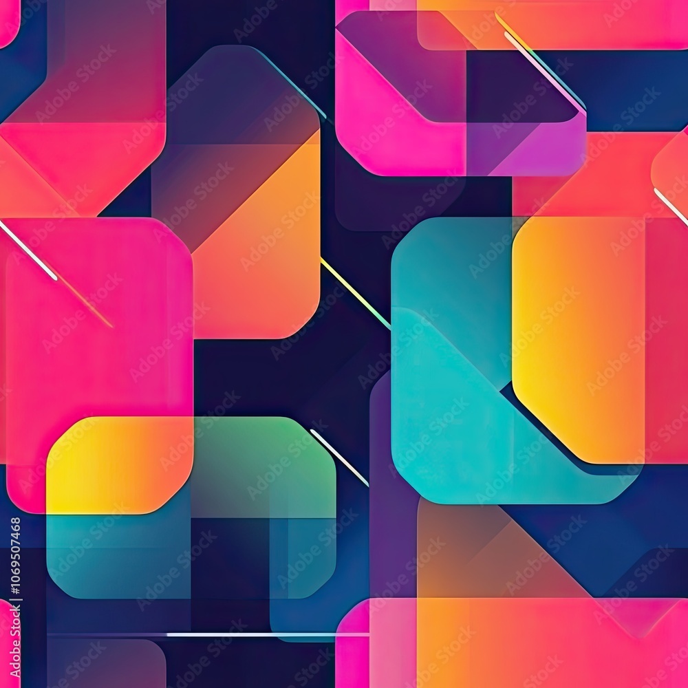 Poster abstract colorful geometric pattern with overlapping shapes
