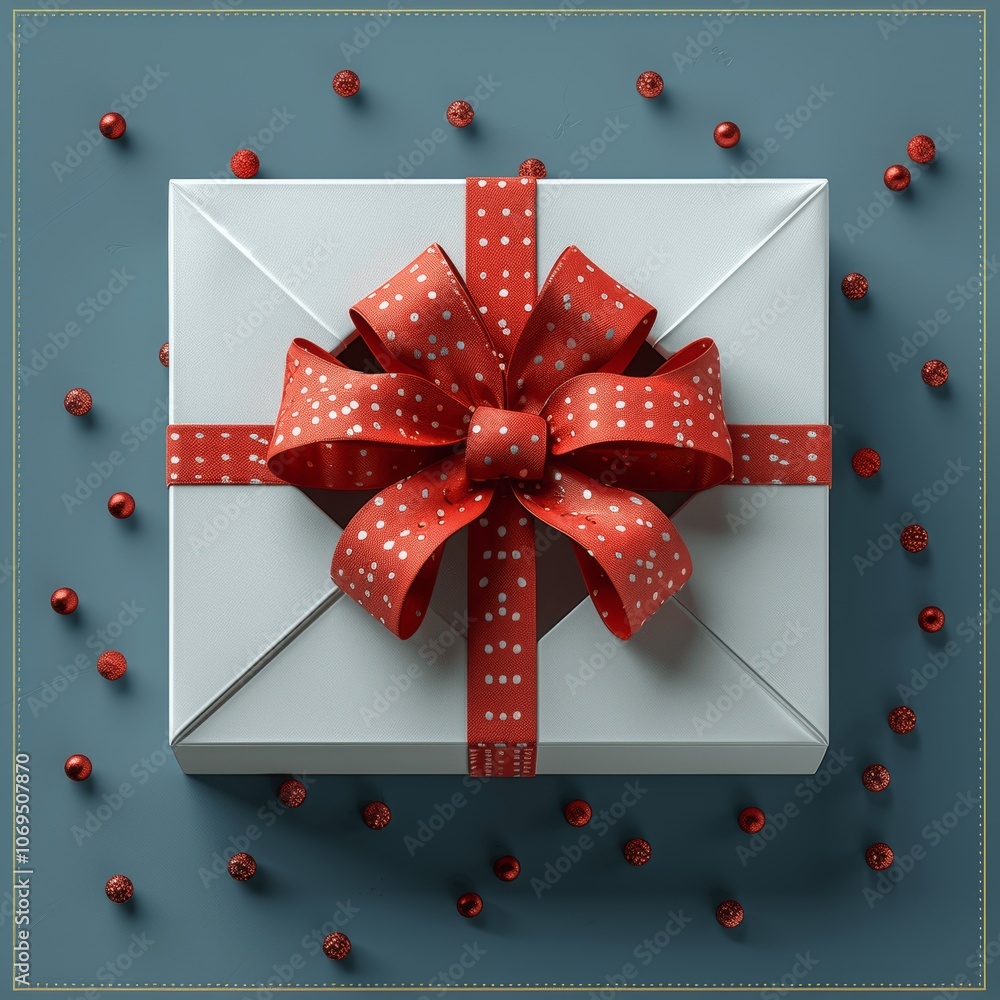 Poster 3d rendering open gift box red ribbon bow isolated solid background high resolution studio lighting 