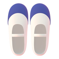 上から見た青い子どもの上履きの3Dイラスト