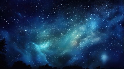 Tranquil Night Sky over Mountain Landscape