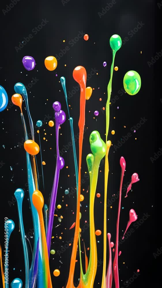 Poster colorful paint exploding on black background