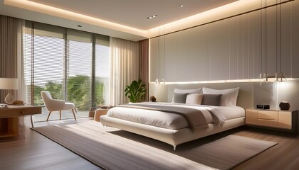 Modern Bedroom with Window View