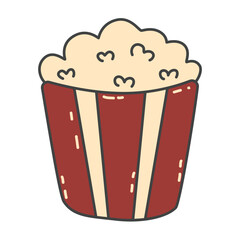 Popcorn in a red striped bucket
