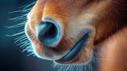Naklejka premium Close-up of a horse's nose highlighting details of texture and color in nature